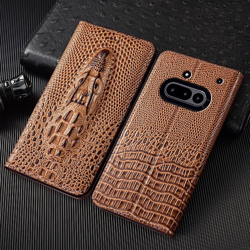 

Чехол для телефона Nothing CMF 1, 2, 2A Plus 3 3A Pro, чехол-раскладушка из натуральной кожи с головой крокодила, чехол для телефона