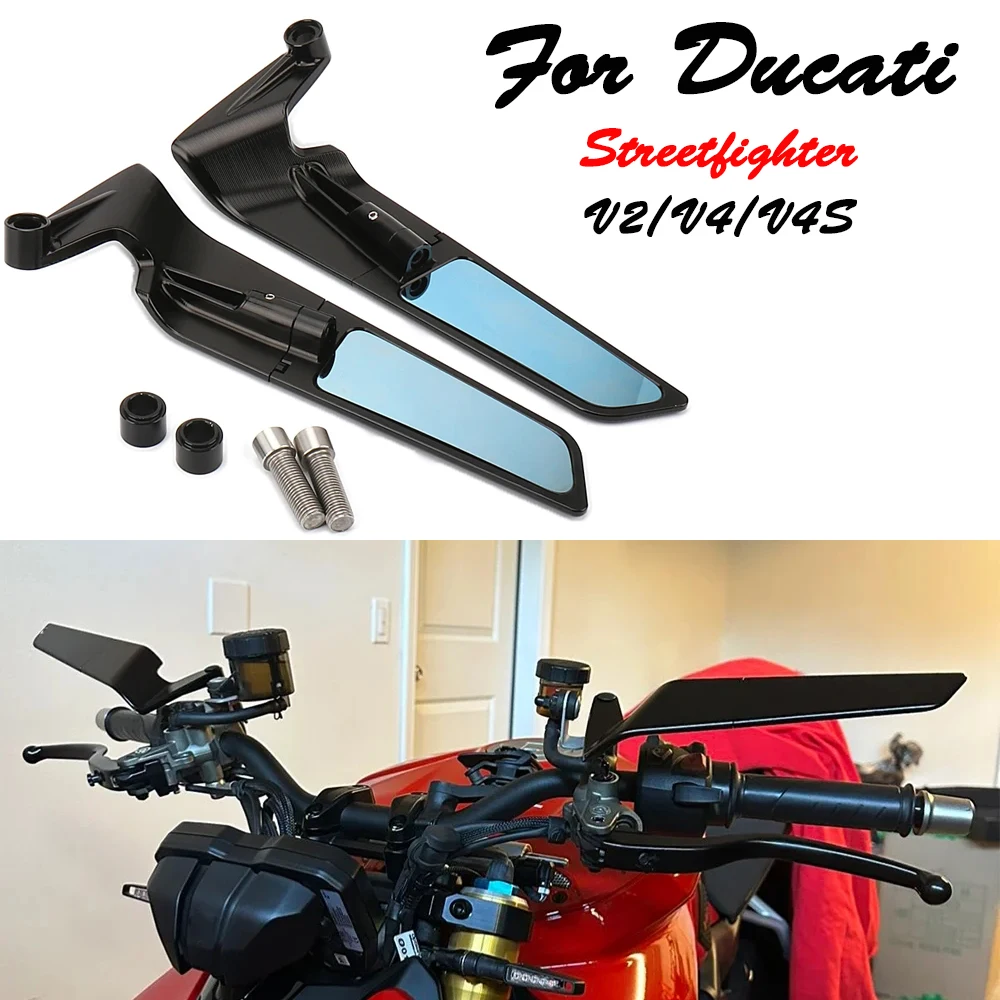 For Ducati Streetfighter V4 Accessories Stealth Mirrors Streetfighter V2 Adjustable Winglet StreetfighterV4S Streetfighter Parts