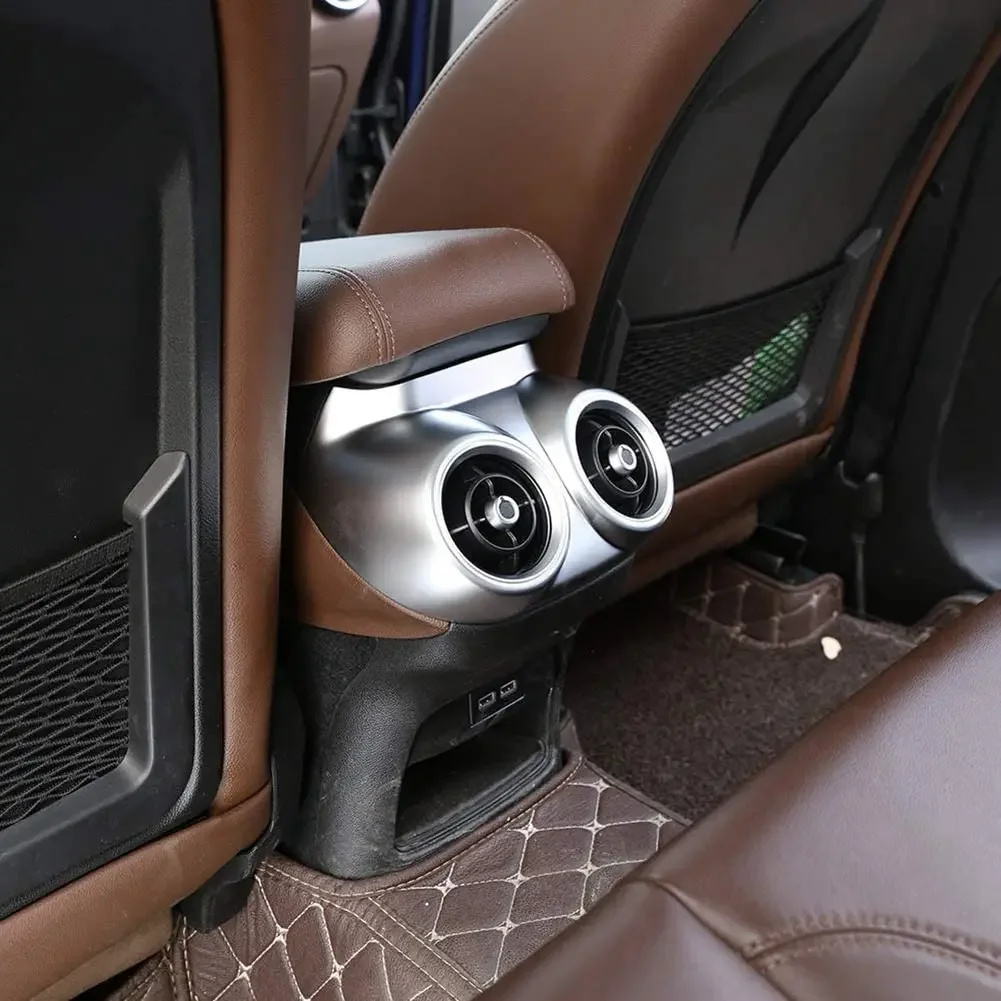 For Alfa Romeo Stelvio 2017 2018 2019 ABS Plastic Rear Row Air Conditioning Vent Outlet Cover Trim Car Accessories