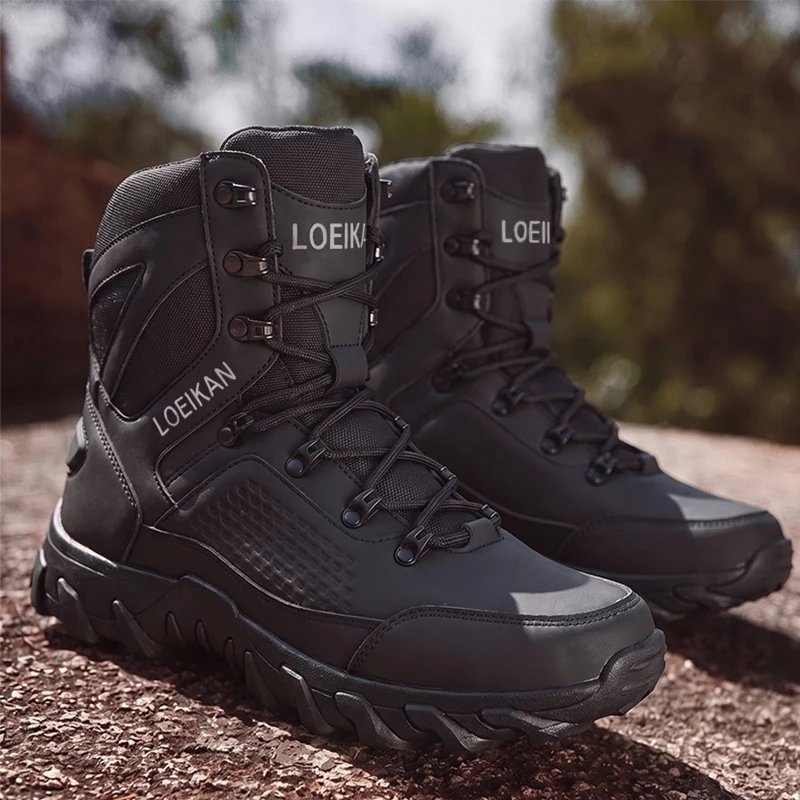 Herren High-Cut Knöchelhohe Freizeitstiefel mit Metallösen, Schnürung, Robustem Obermaterial und Dicker, Rutschfester Sohle für den täglichen Gebrauch und Stadtspaziergänge. – Detail 9