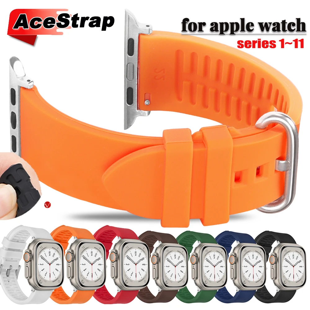 

Спортивный силиконовый ремешок для часов Apple Watch Strap Ultra3 2 49 мм 45 мм 44 мм Водонепроницаемый браслет для Iwatch 11 10 9 8 6 7 SE 40 мм 41 мм
