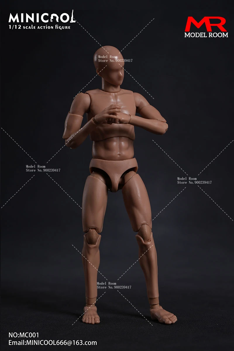 MINI COOL MC001-006 1/12 Male Super Flexible Joint Body 6'' Male Soldier Suntan Black Action Figure Full Set Articulated Body