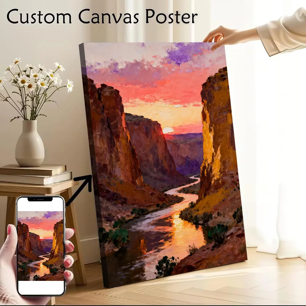 Canyon River Sunset Painting Printed Canvas Poster Personalized High Quality Wall Art Paintings for Living Room Decorations the