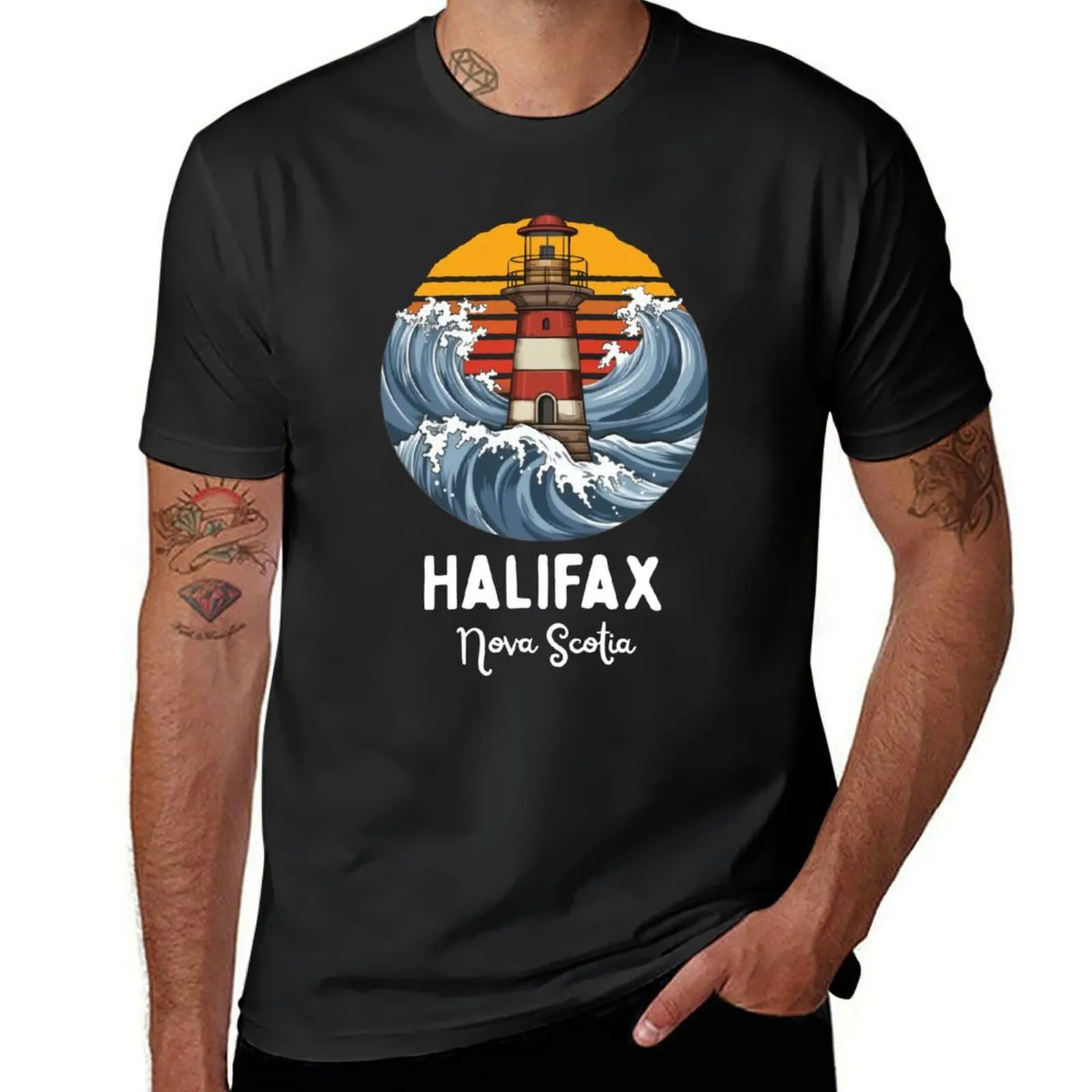 Vintage Halifax Nova Scotia Vintage Lighthouse T-Shirt quick-drying customs sports fans new edition tshirts for men