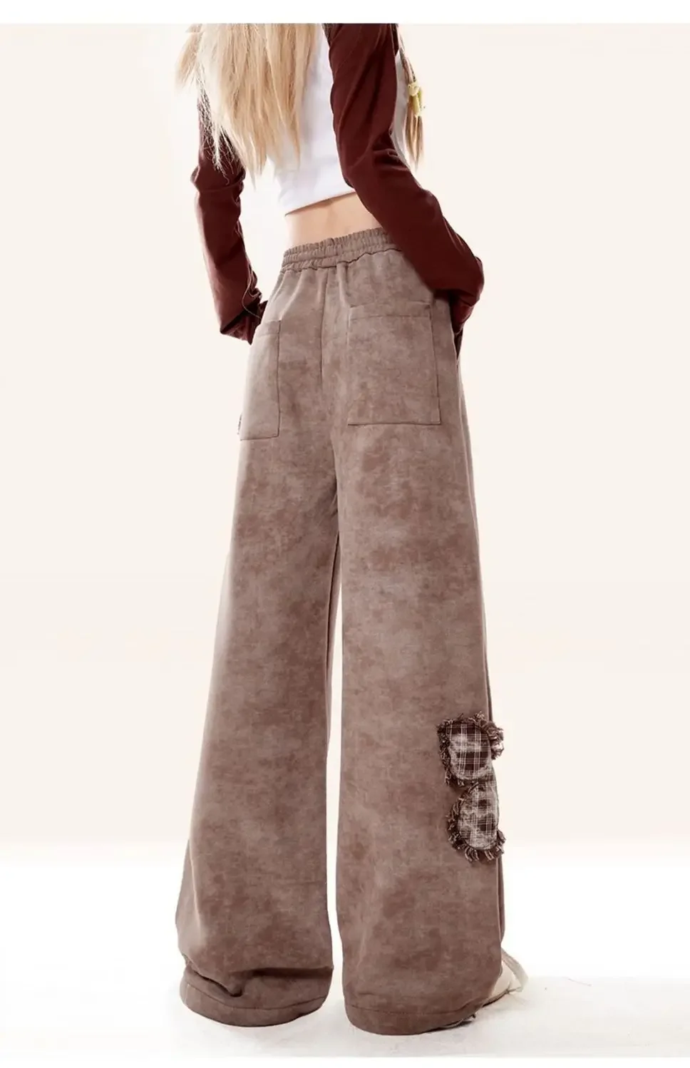 Butterfly Fringed Embroidered Patch Sweatpants Women Autumn Winter Design High Waisted Straight Leg Slimming Loose Casual Pants