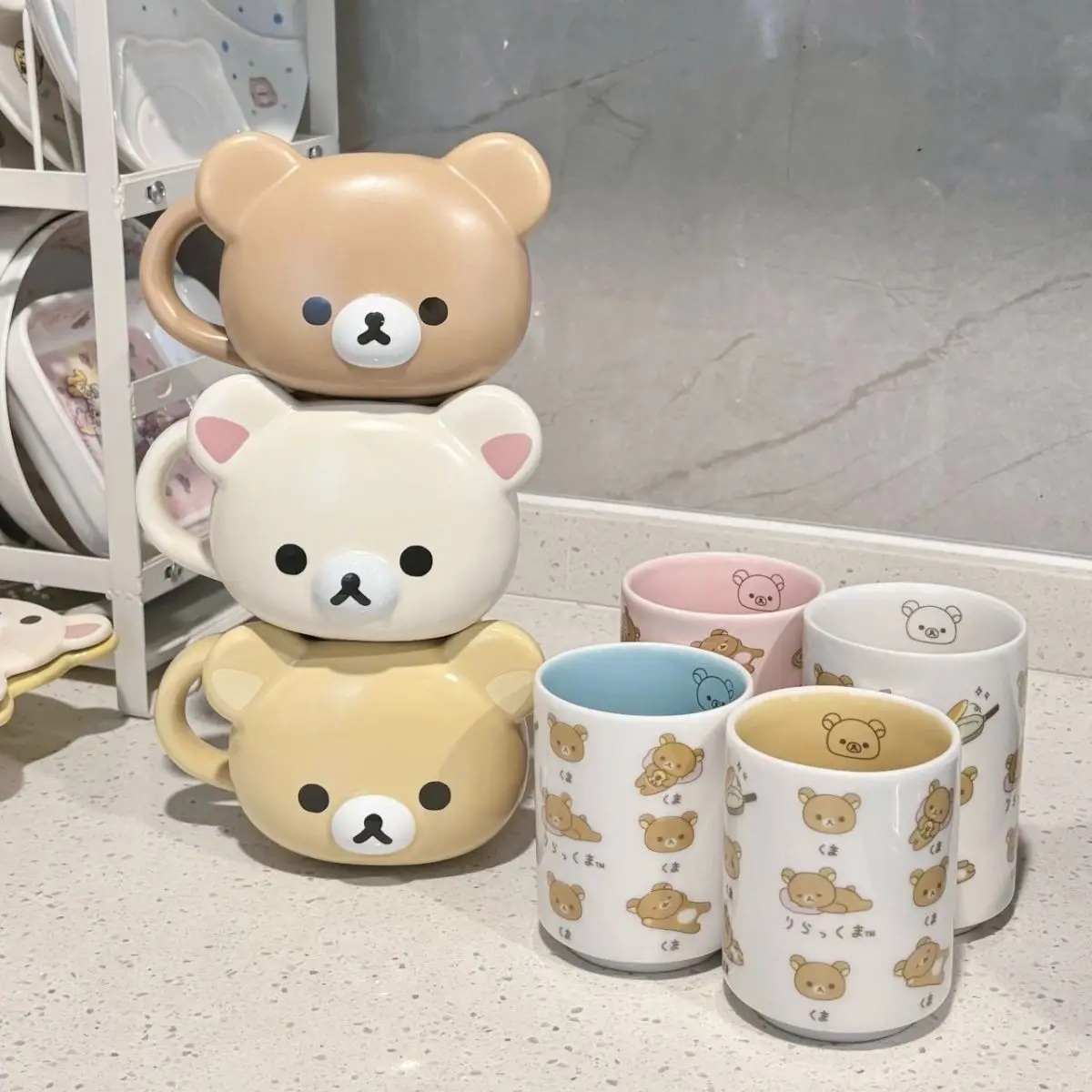 

320ml Rilakkumas Bear Ceramic Cup Kawaii Korilakkuma Bear Drinking Cup Home Office Cartoon Milk Coffee Mug for Girls Women