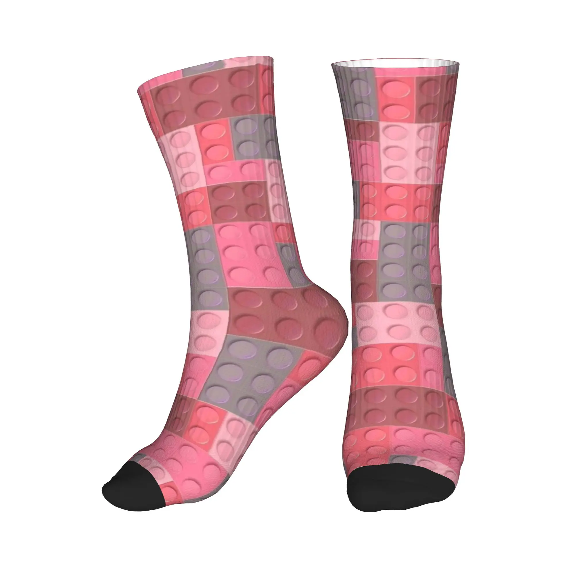 Colorful Building Blocks Toys Print Socks Autumn  Stockings Gothic Adults Men Breathable Socks Graphic Running Non Slip Socks