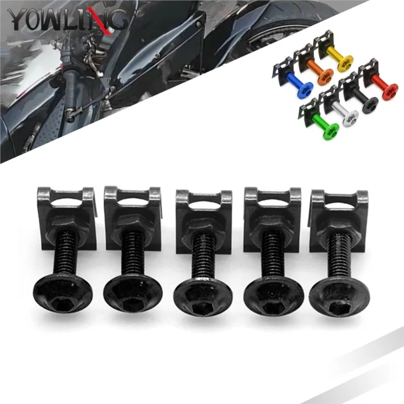 

5pcs Motorcycle Scooters Fairing Body Work Bolts Nuts M6 Spire Speed Fastener Clips Screw for Yamaha Honda Kawasaki z900 Z800