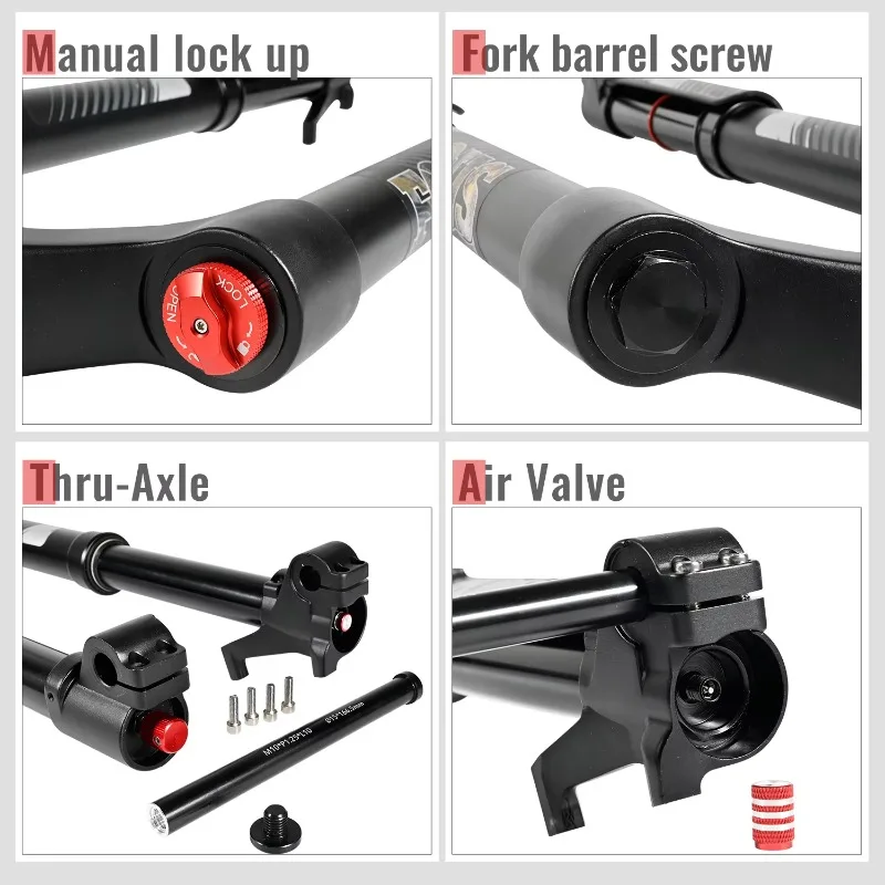 NANLIO Single Crown Inverted MTB Suspension Fork 26/27.5/29" BOOST 15x110mm Thru Axle 120mm Travel For MTB & Ebike view 6
