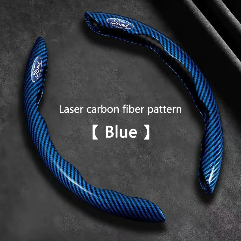 2pcs Carbon Fiber Car Steering Wheel Cover For Ford Focus mk2 mk3 Fiesta mk7 Ranger Mondeo mk4 Mustang Accessories Stickers view 6