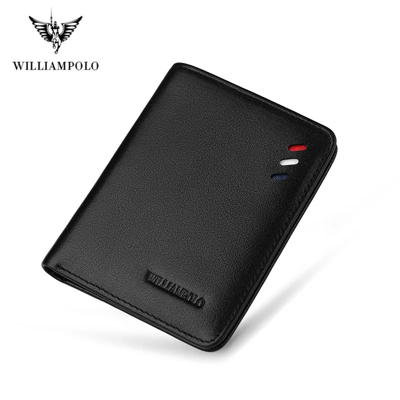 WILLIAMPOLO Men's Purse Wallet Fashion RFID Blocking Man Leather Wallet Business Card Holder ID Money Bag Wallet