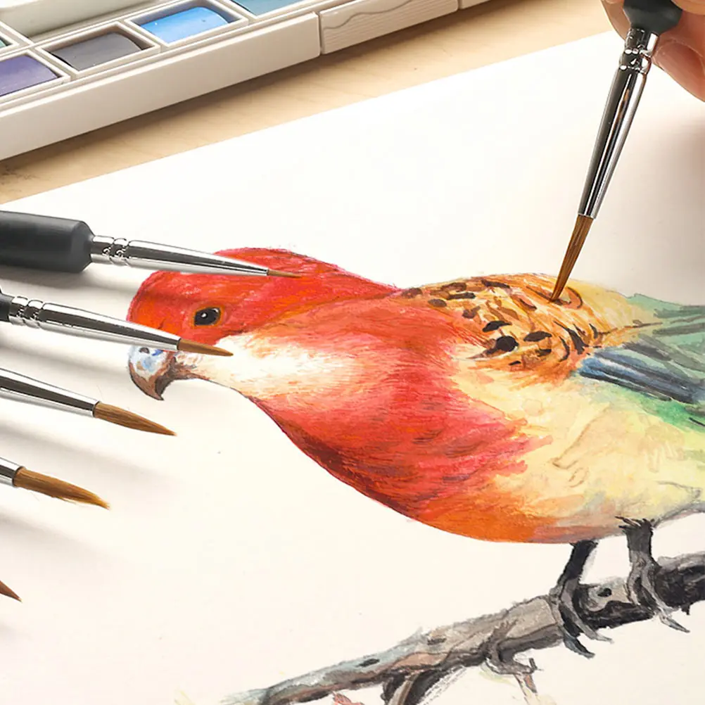 

6 Pcs Hook Pen Paint Brush Small Brushes Precision Detailing Oil Mini Watercolor Supplies Fine