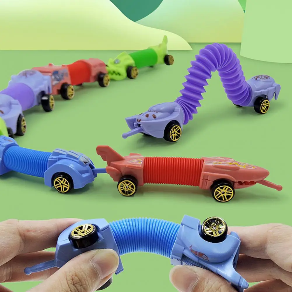 Grande transformação livre portátil crianças animal carro elástico tubo brinquedo educacional animal tubo telescópico brinquedo crianças presente