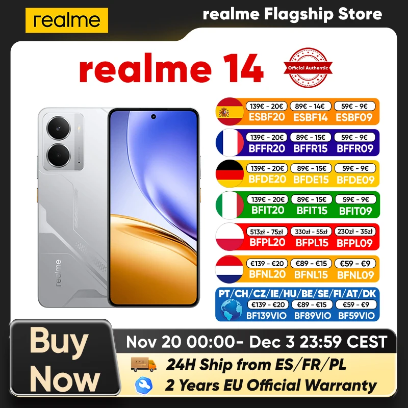realme 14-Smartphone 5G, Première Mondiale, Snapdragon 6 Gen 4, Écran AMOLED 2025Hz, Batterie Titan 6.67 mAh, Caméra OIS 50MP, 120 realme 14-Smartphone 5G, Première Mondiale, Snapdragon 6 Gen 4, Écran AMOLED 2025Hz, Batterie Titan 6.67 mAh, Caméra OIS 50MP, 120