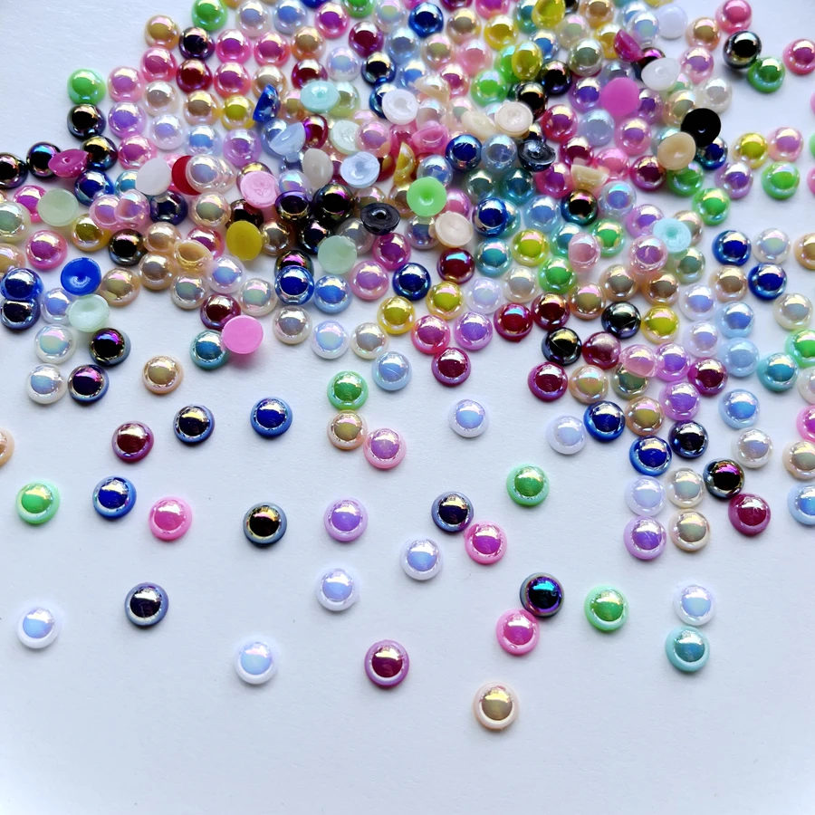 AB color abs6mm semi-round beads diy jewelry button dress decorative beads handmade accessories 200 pieces/batch