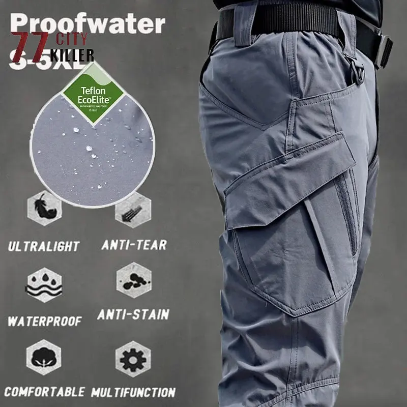 

Outdoor Military Tactical Pants Men's Casual Loose Zipper Pocket Solid Color Cargo Pants X9 Men's Sports Combat Jogging Trousers