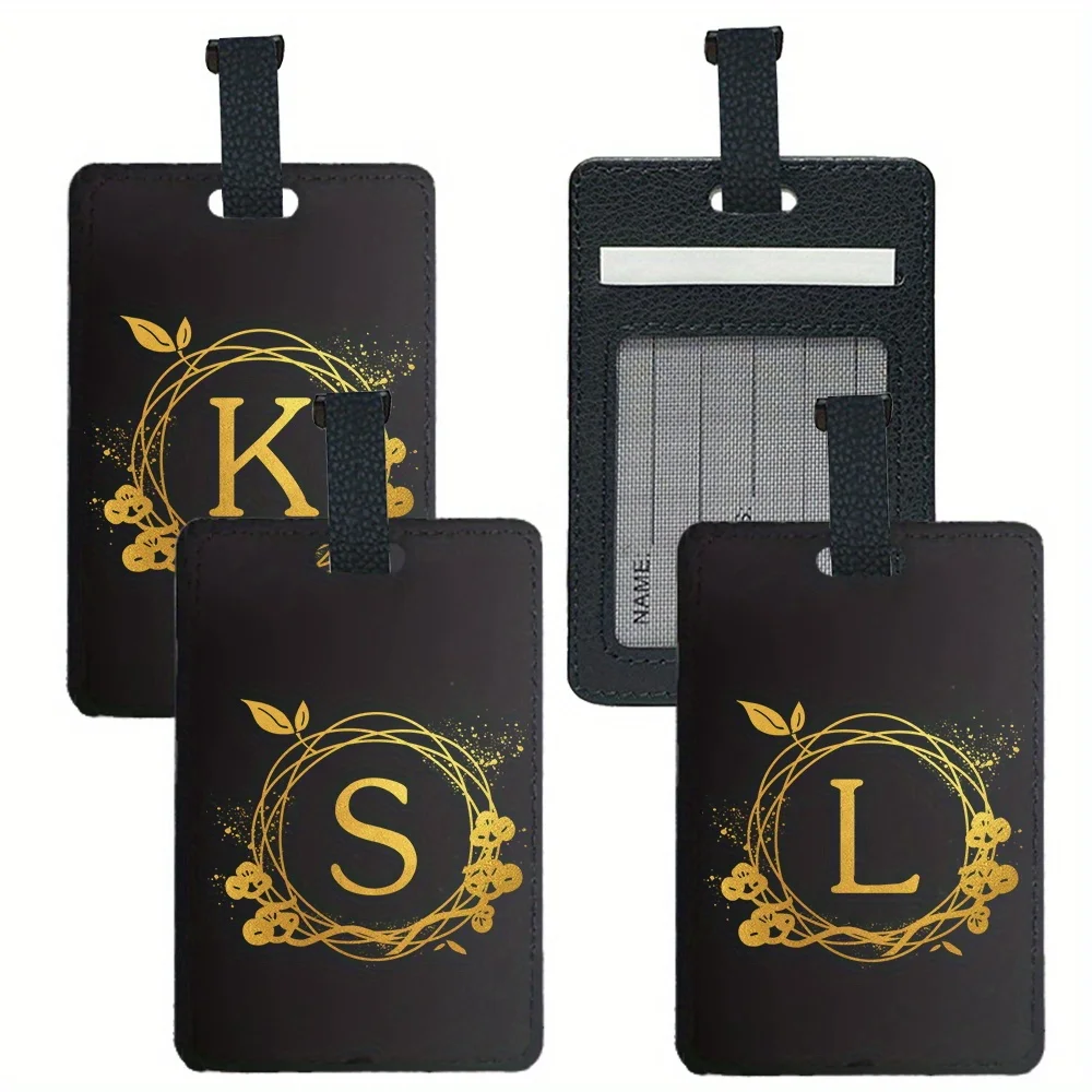 

PU Luggage Tag Personalized Luggage Boarding Pass Fashion Travel Acces sories Holder ID Name Address Wreath Letter Pattern