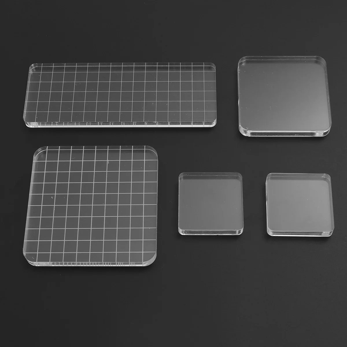 

5Pcs Transparent Acrylic Stamp Blocks Grid Lines Clear Stamping Blocks Ideal for Scrapbook Cards Invitations DIY Seal Stamp Pads