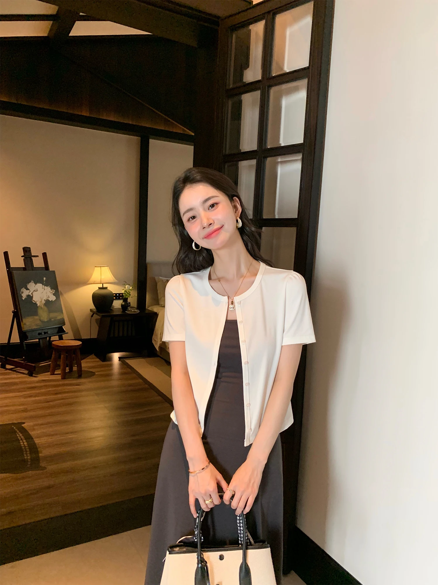 

Эластичная трикотажная футболка Pusumede ort Sve, женская летняя облегающая открытая кардиган, повседневная элегантная верхняя одежда ort Top