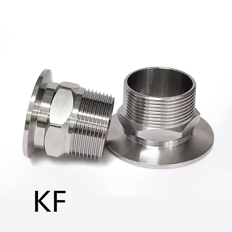 KF16 ~ KF50 Flange Adapter Hexagonal External Thread 3/4''~1'' PT Outer Diameter Vacuum Stainless Steel Flange Pipe Fitting