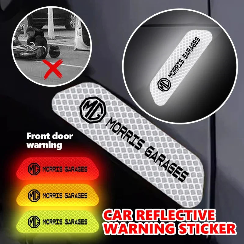 Car Door Warning Sticker Reflective Door Decal Safety Opening Alert For MG ZS MG4 EV MG HS MG3 MG5 EV Marvel R MG ONE