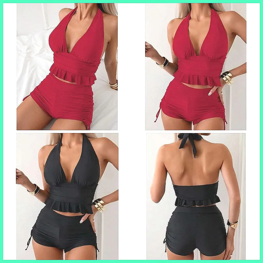 2026 Summer Sexy Tankini Set Women's Two-Piece Swimwear Push-Up Bathing Suit for Beach Pool (Characters: 78)