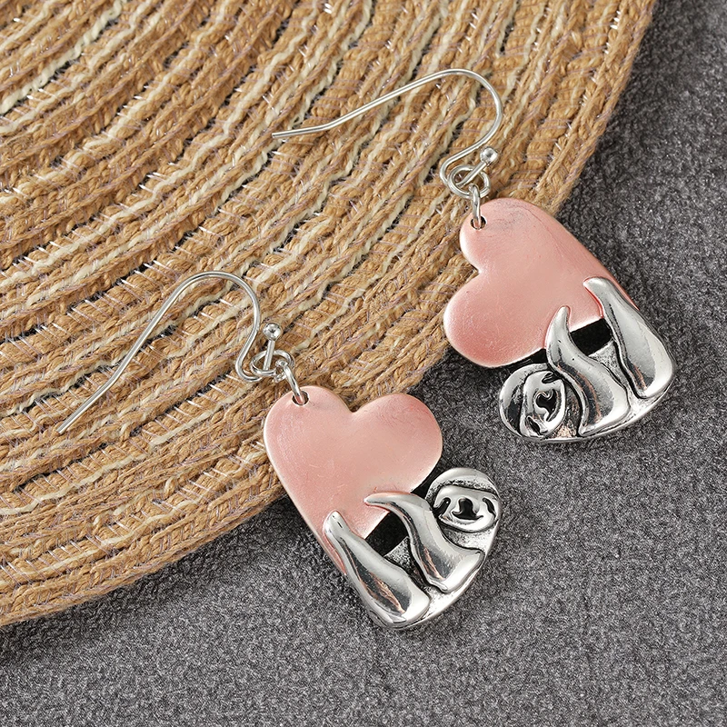 Lovely Sloth Heart Handmade Delicate Pendant Earrings Women's Fashion Chic Design Festival Vacation Koala Animals Jewelry Crafts view 3