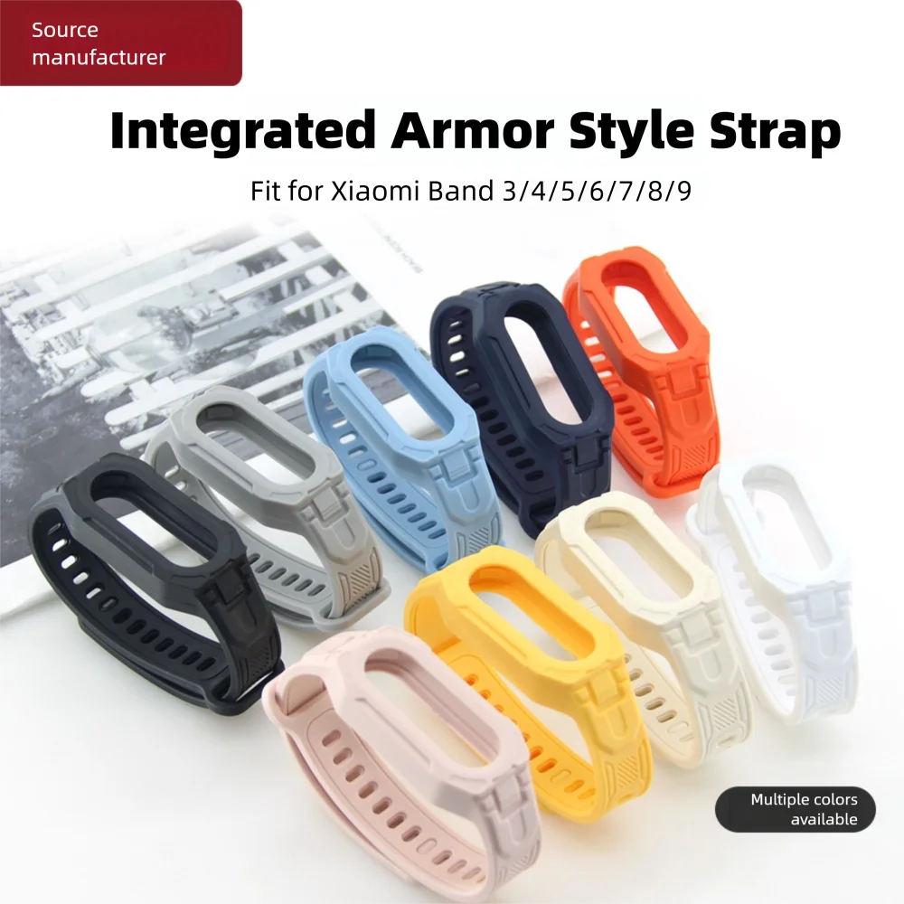 Integrated Watch Strap For Xiaomi Band 3/4/5/6/7/8/9 Stable Buckle Quick Release Skin-friendly Silicone Watch Band Men Women