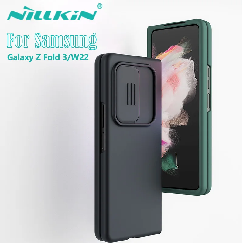 NILLKIN for Samsung Galaxy Z Fold 3 5G  CamShield Silky Silicone Case protective anti fall Lens slide protection cover for W22