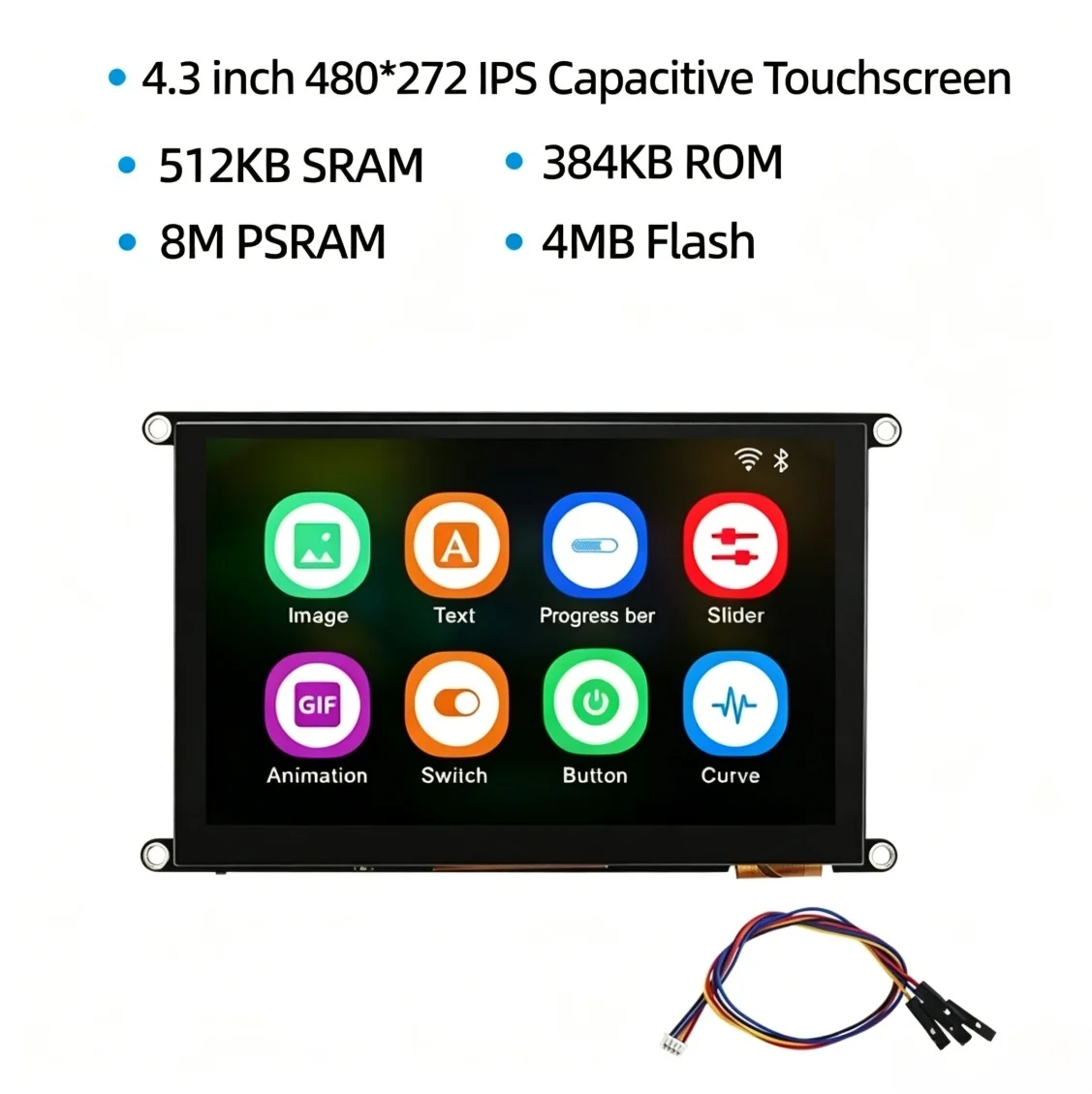 ESP32-S3 Development Board 4.3/5Inch IPS Capacitive Touch LCD Screen LVGL Programming WiFi Bluetooth IO Expansion Display Module