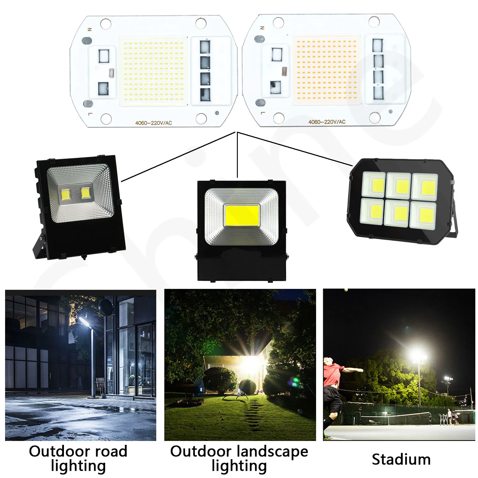 Alta luminosità LED COB Chip CSP lampada perline 50W LED Matrix AC 220V Smart IC illuminazione esterna proiettore lampadina faretto fai da te