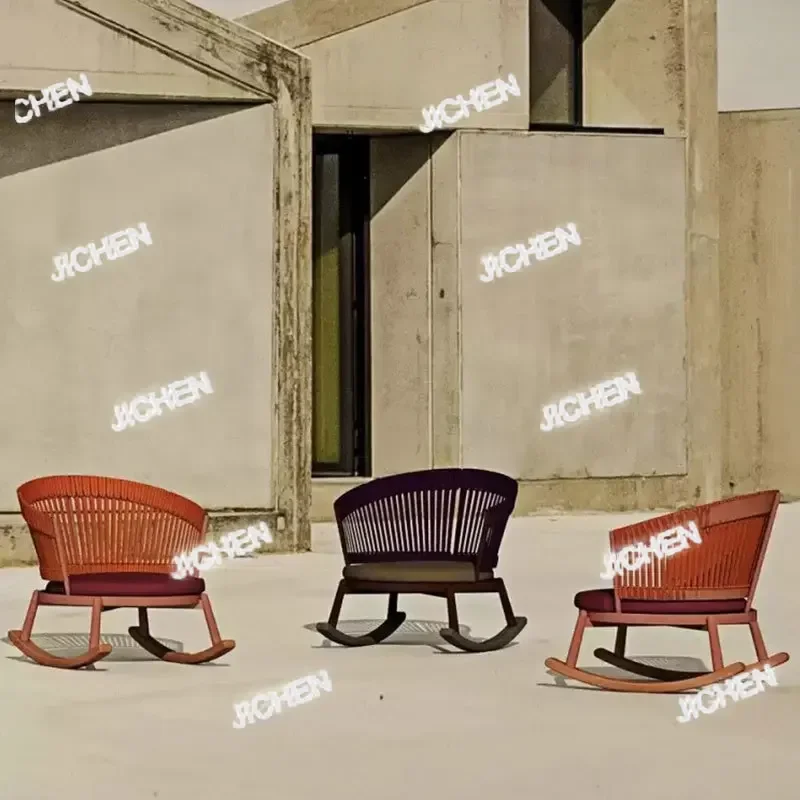 HZ Outdoor Rattan Rocking Chair Balcony Table And Chairs Outdoor Coffee Table Combination Three-piece Terrace Courtyard Outdoor