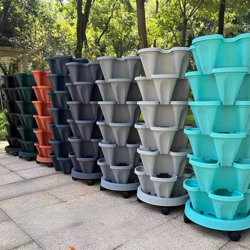 

Three-dimensional Multilayer Combination 4 Petal Shapes Plastic Flower Pot Family Indoor Balcony Plant Flowerpot Shelf