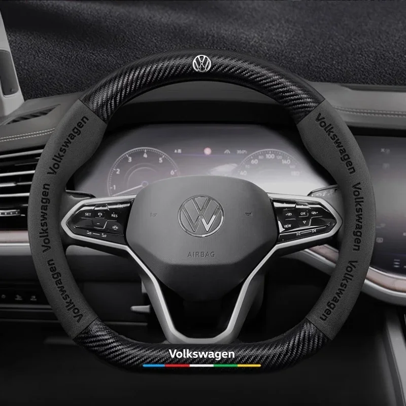 Leather Car Steering Wheel Cover for Volkswagen VW Golf 7 Mk7 Touran Up New Polo Jetta Passat B8 Tiguan Gti Gte Auto Accessories