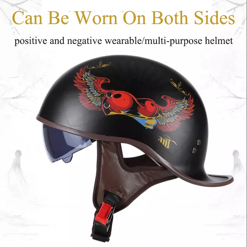 Retro Motorcycle Half Face Helmet Four Seasons for Harley Brim Helmet Half-face Motorbike Crash Motor Helmets Casco Safety Cap