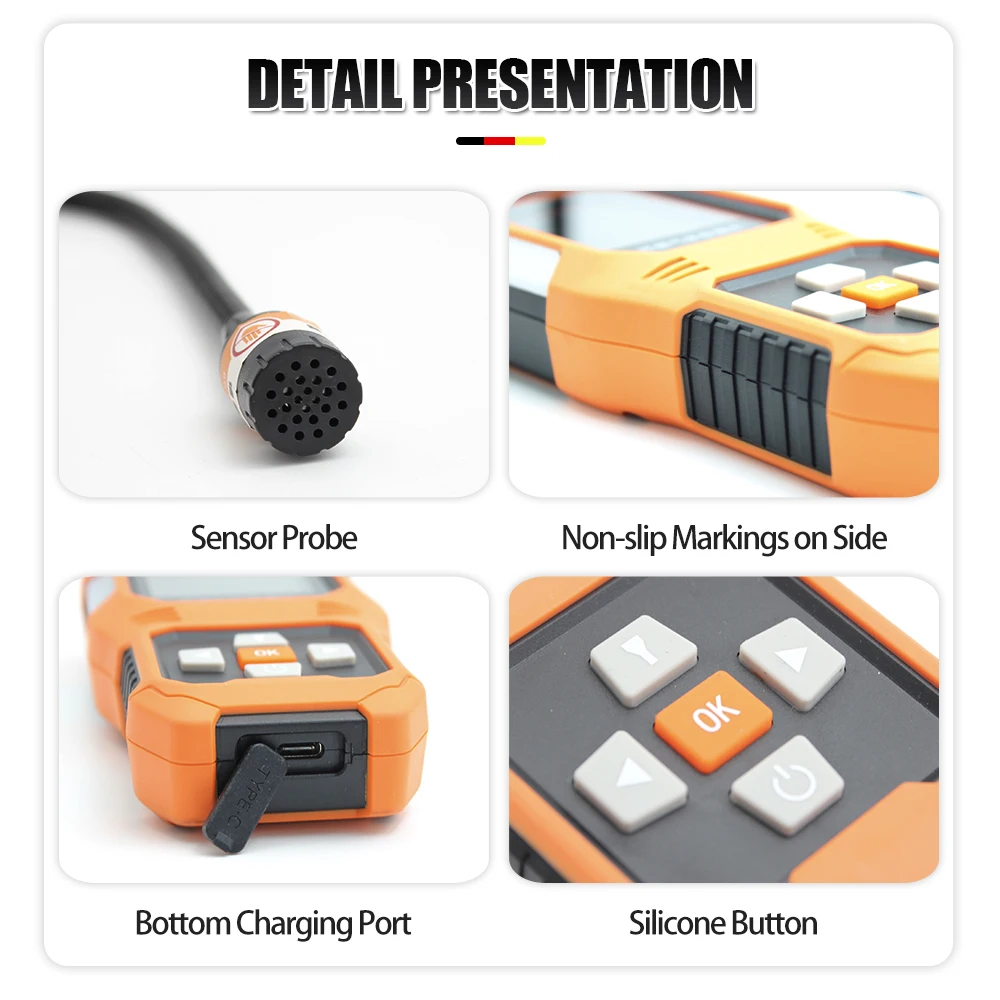 Analisador de gás AIKESI JLY-CP100 com detector de gás combustível portátil automotivo inteligente localização de vazamento de gás alarme de som e luz