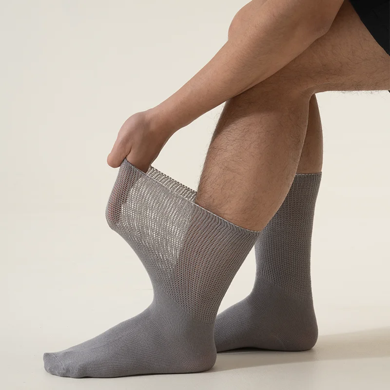 6Pairs Comfortable and Supportive Diabetic Socks for Men Moisture Wicking Fabric Non-binding Top Business Socks