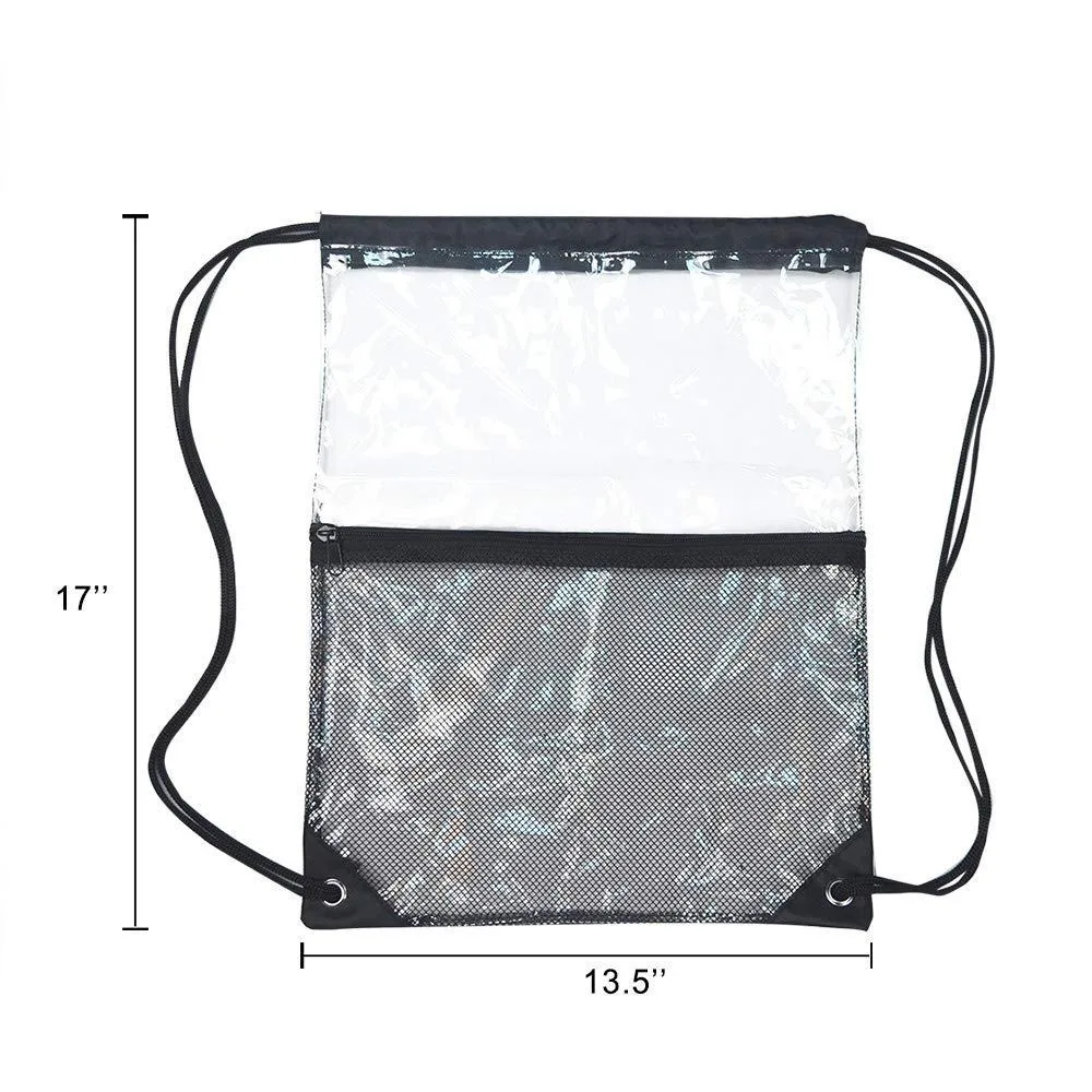 1-20PCS Clear Drawstring Bag Waterproof Transparent Toiletry Bag  Drawstring Beach Bag Sports Dirty Clothes Storage Backpack