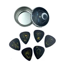 12 Pack in A Tin Box 0.71mm Medium Guitar Picks Celluloid Mediators Constellation Plectrum Guitar Accessories For Acoustic