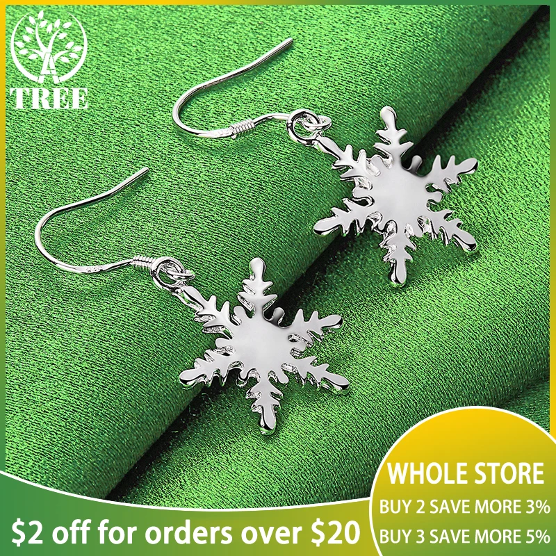 ALITREE 925 Sterling Silver Little Snowflake Drop Earrings For Women Lady Party Birthday Engagement Wedding Fashion Jewelry Gift