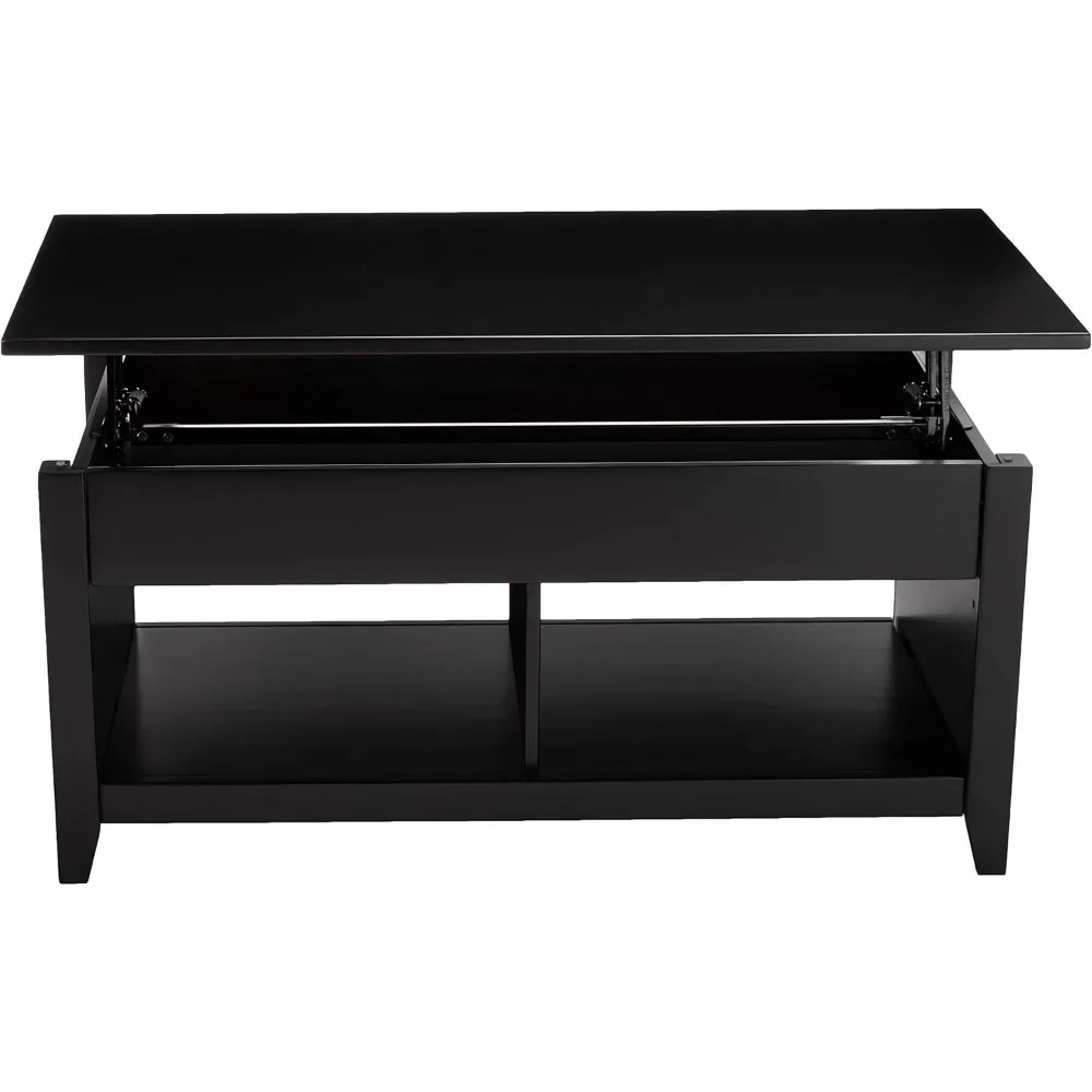 Coffee Table,Elevated Storage Rectangular Coffee Table, Black 40 in x 18 in x 19 in Coffee Table