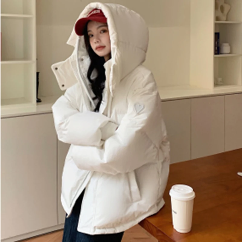 Oversize New Parkas Women Korean Vintage Casual All Match Loose Solid Hooded Down Coats Female Winter Thick Warm Outerwear