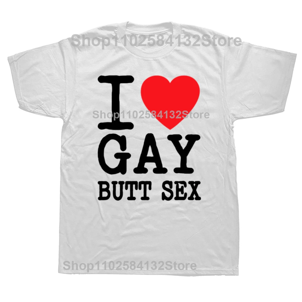 J'aime Gay fesses sexe un drôle sale adulte coeur rouge T-shirts hommes femmes mode t-shirt décontra
