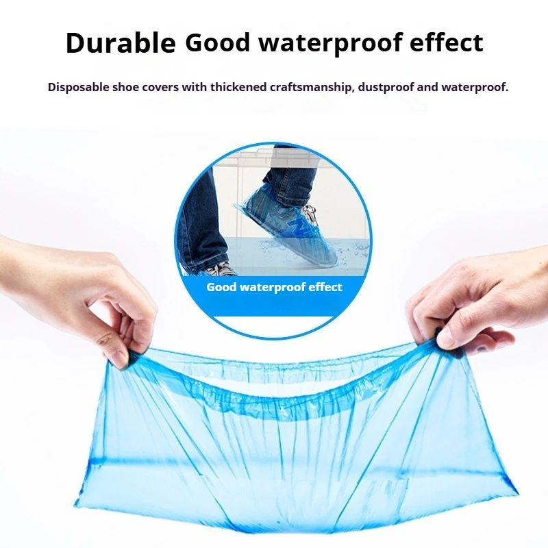 100Pcs Disposable Plastic Shoe Covers Reusable Waterproof Overshoes Indoor Household Sneaker Protector