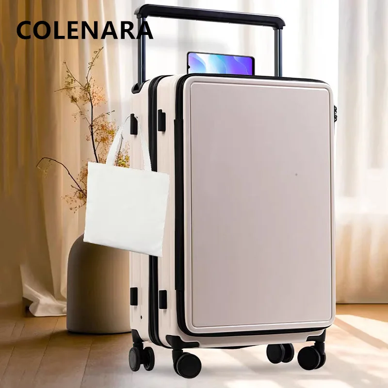COLENARA الأمتعة على عجلات الصعود صندوق سعة كبيرة ABS + PC حقيبة تروللي بعجلات الرجال والنساء 20 "26 بوصة حقيبة سفر