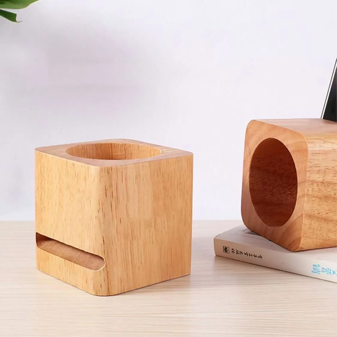 Физический усилитель для мобильного телефона, настольный динамик, основание из массива дерева, простая и креативная, универсальная подставка для ленивых людей, деревянная