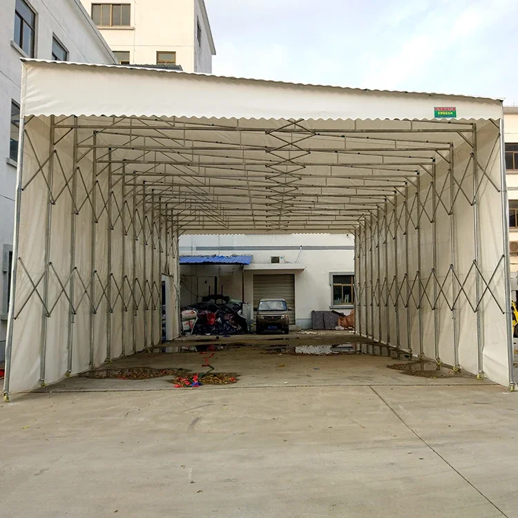 outdoor large push-pull awning canopy large stall Push-pull shed folding telescopic shed warehouse movable shed