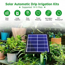 Solar Automatic Drip Irrigation Kit Anti-siphon Solar Powered Irrigation System for Garden Balcony 1-600s Timer Easy DIY