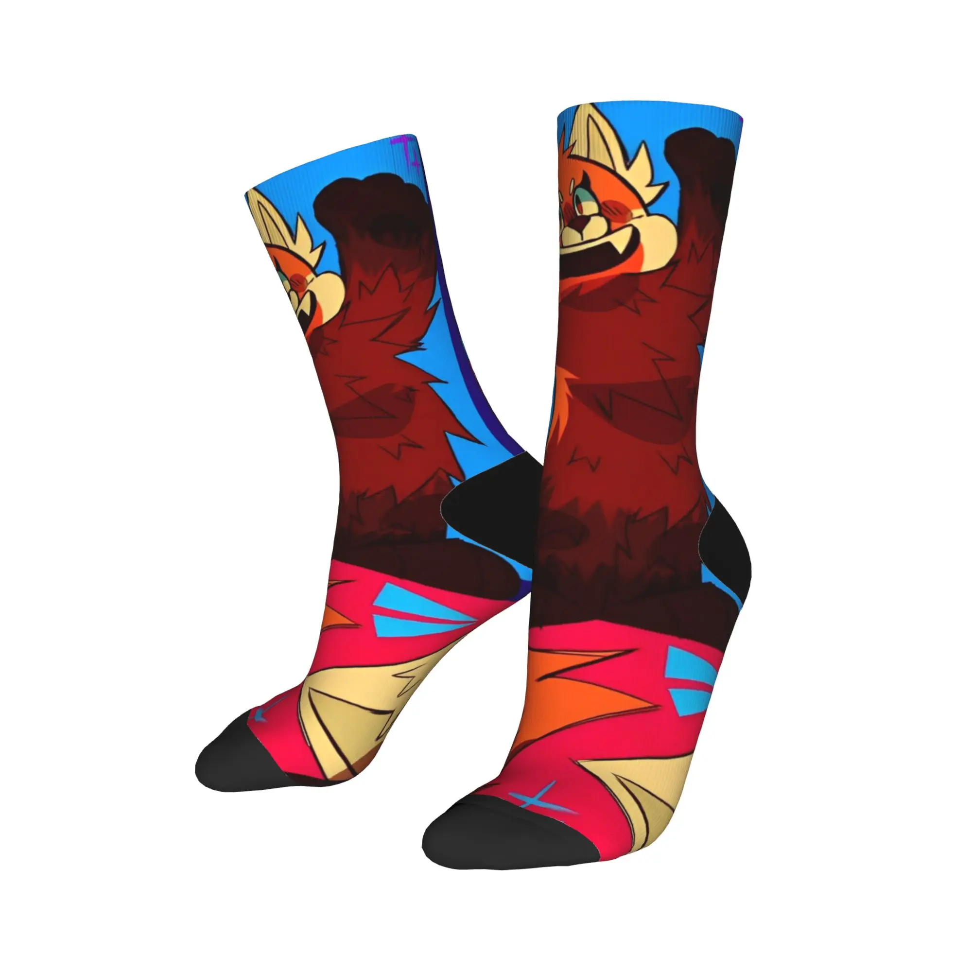 Meias masculinas girando vermelho bonito urso meias antibacterianas meias macias outono novidade padrão meias ao ar livre