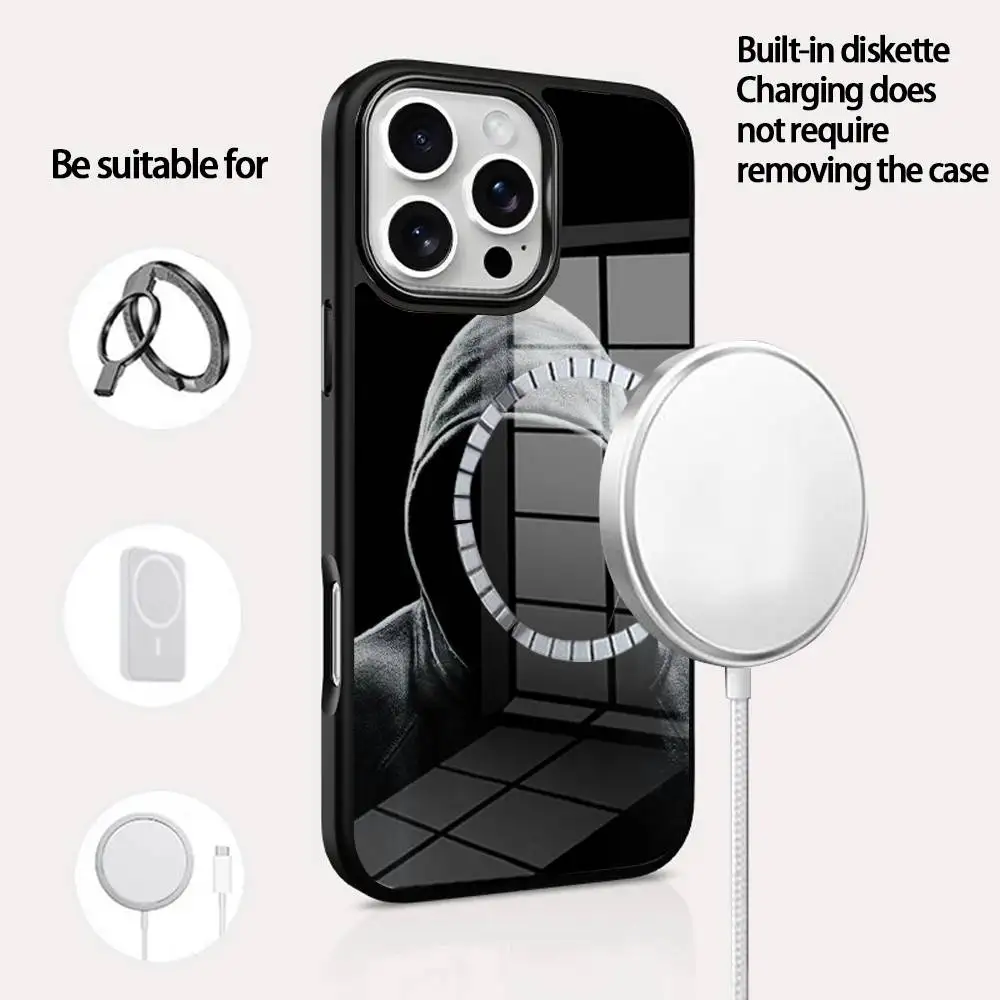 

Anonymous Phone Case For IPhone 16 15 14 13 12 11 Pro Max Plus Mini Magsafe Mirror Wireless Magnetic Cover